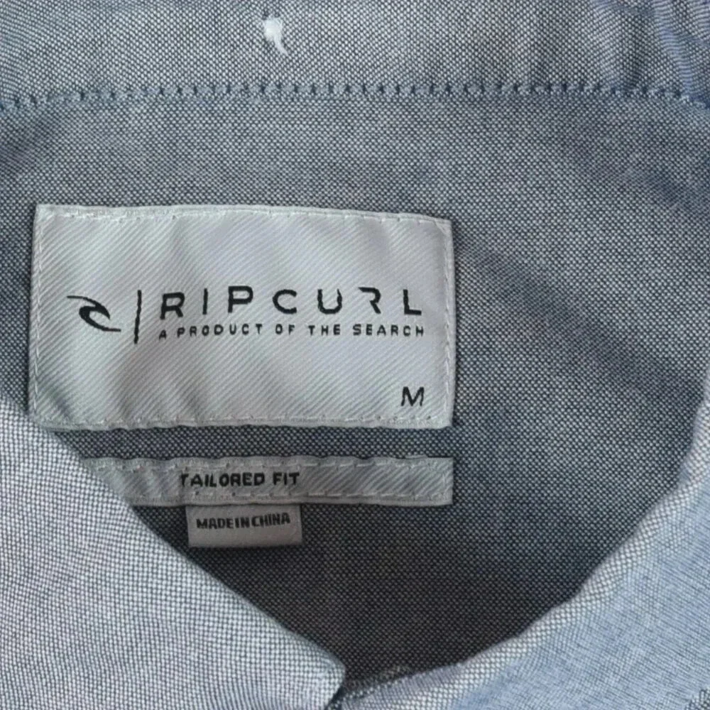 Ripcurl Men's Classic Blue Chambray Tailored Fit Slim Long Sleeve Button Shirt M